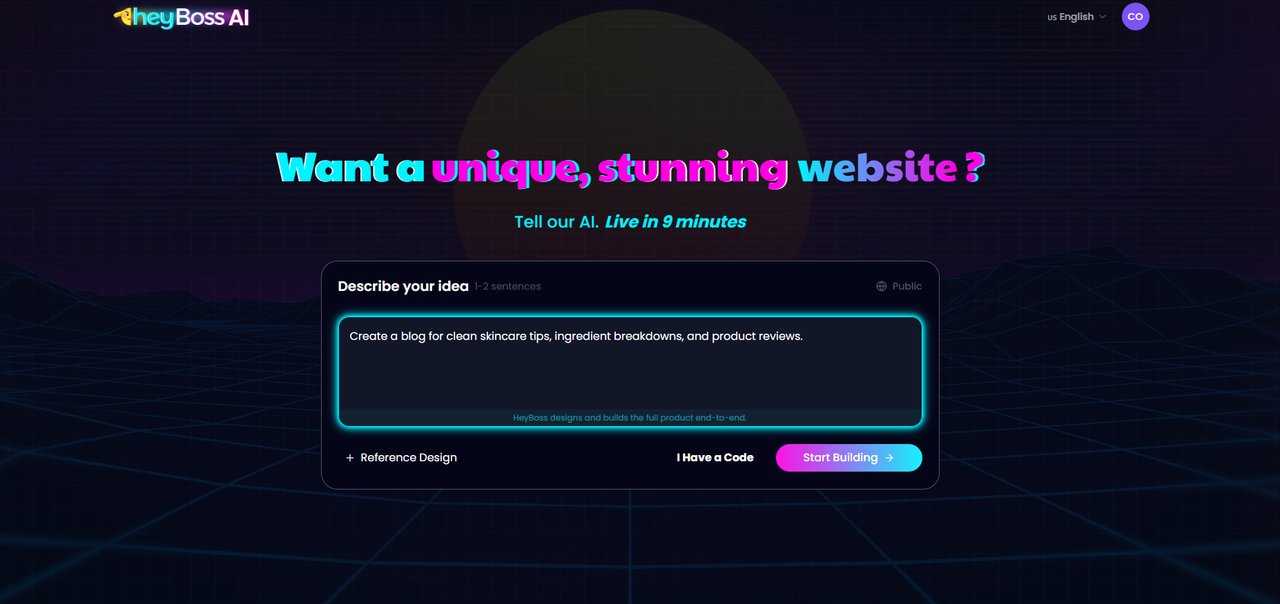 Heyboss AI let you chat to build your business website