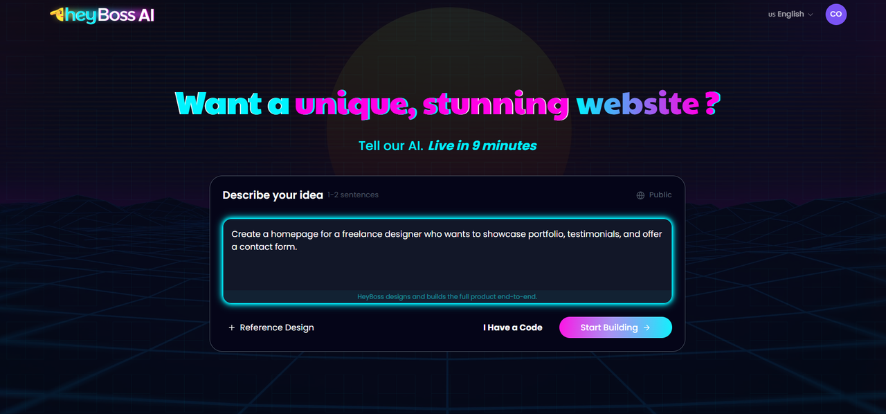 HeyBoss AI Homepage